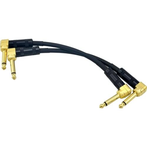 2 X Guitar Effect Pedal Instrument Patch Cable with 1/4" 6.35mm Gold Plated Right Angle Plug Jacket Free Shipping