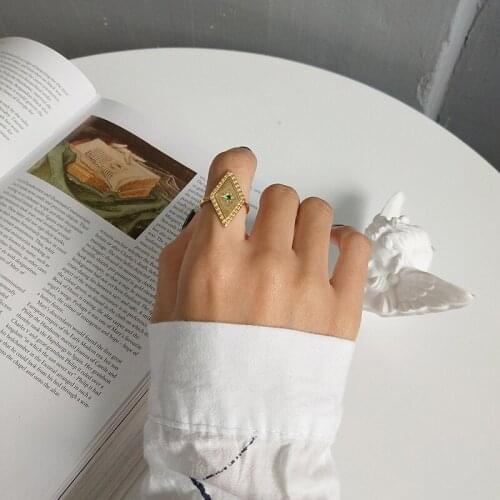 WTLTC 925 Sterling Sliver Rhombus Shaped Rings for Women Personality Thumb Rings Femme Geometric Rings Trendy Unique Jewelry