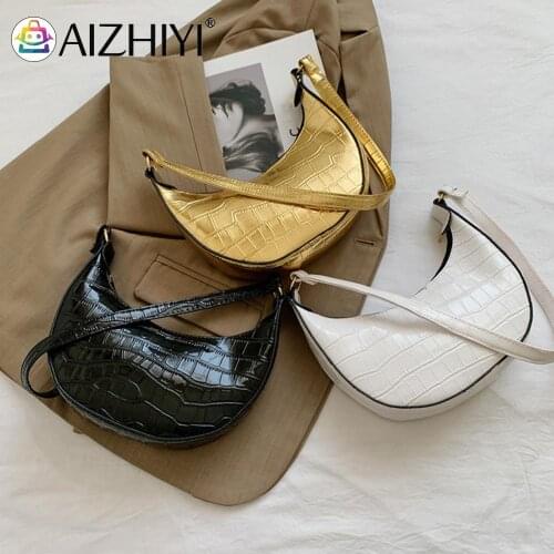 Shoulder Underarm Bags Ladies PU Leather Embossing Solid Casual Small Baguette Handbags with Stone Pattern Designed