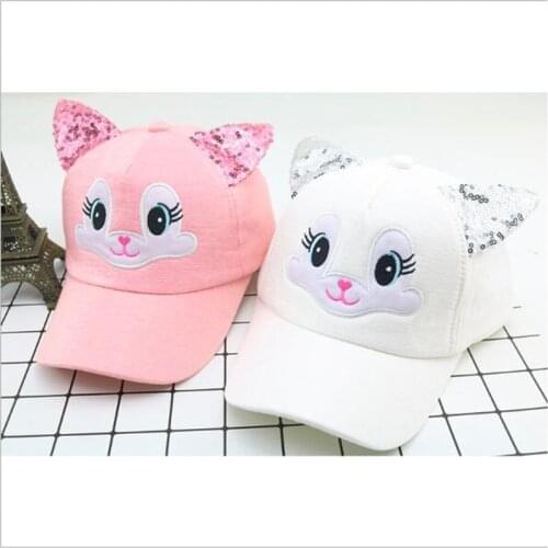 Spring Summer Baby Hat Cartoon Child Cat Ears Cotton Baseball Caps Baby Boy Girl Sun Hats
