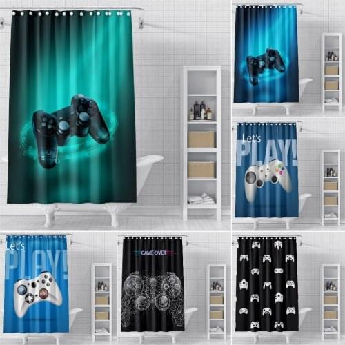Game Controller Bathroom Shower Curtain Gamer Waterproof Mildew Proof Bathroom Curtains With Hooks Shower Curtains Polyester