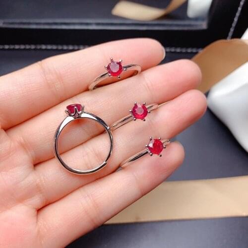Shilovem Natural New Burning Pigeon Blood Ruby Gemstone Rings for Women Real 925 Sterling Silver new gift plant mj0505888agh