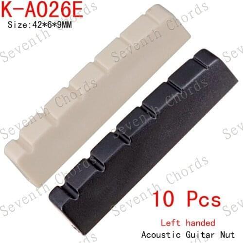 10 Pcs 6 String Slotted Nut for Left Handed Acoustic Guitar Replacement, Size 43 x 6 x 9-8mm -KA026E