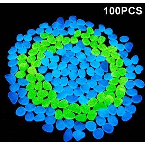 100pcs Luminous Stones Blue Green Mixed Garden Decor Luminous Stones Aquarium Pebbles Glow Stones Fish Tank Pool Decoration