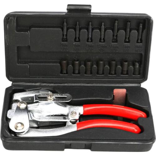 16pcs Leather Belt Hole Punch Pliers Heavy Duty Hand-Held Tool Stainless Steel Iron Plastic Plate Puncher Household Leathercraft