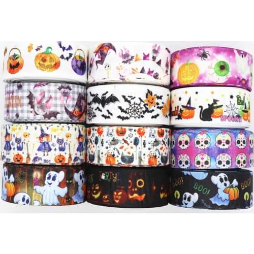 5 Yards 1'' 25MM Halloween Printed Grosgrain Ribbons For Hair Bows/ Gift Packaging DIY Handmade Materials Y19072302