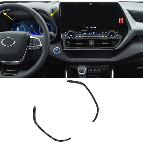 ABS Carbon Fiber For Toyota Highlander Kluger 2021 2022 Interior Accessories Car Dashboard Decor Cover Sticker Trim Strips