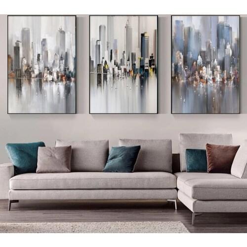 Abstract Nordic City Scenery Canvas Painting Modern Landscape Art Posters and Prints Wall Art Picture for Living Room Home Decor