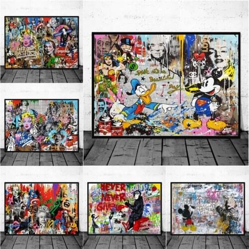 Disney Full Drill 5D Diamond Painting Graffiti Art Disney Mickey Mouse And Donald Duck Diamond Embroidery Mosaic Home Decor