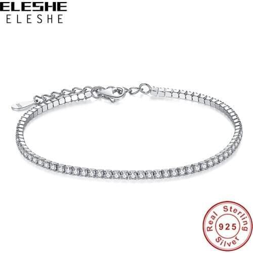 100% 925 Sterling Silver Sparkling Tennis Bracelet Chain Strand Bracelets for Women Luxury Original Silver Jewelry Wedding Gift