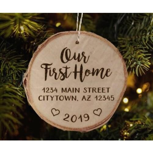 Personalized name or text First Home Wood Burned Ornament Housewarming Gifts Customize wood family door hanging sings