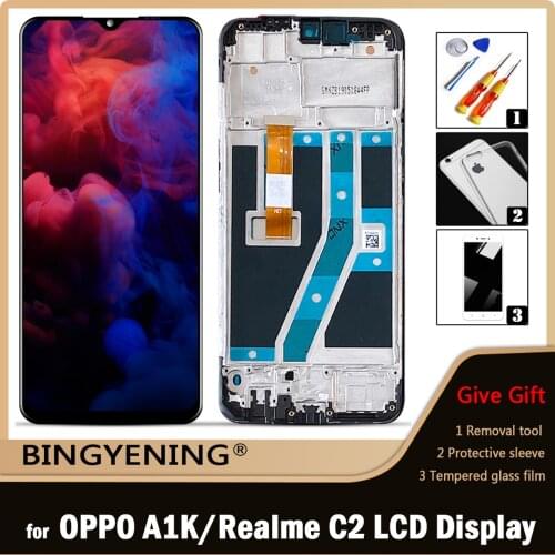 Original For OPPO A1K CPH1923 LCD Display Screen Touch Digitizer Assembly For 6.1 inch OPPO Realme C2 RMX1941 With Frame Replace