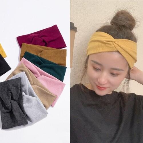 ZWC Elastic Knot Headbands Sweat Absorbing Solid Color Headband 2020 Fashion For Women Girl Baby Cotton Cross Hair Accessories
