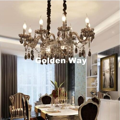 European Modern Crystal Chandeliers Lighting Lustre de Crystal Smokey Pendant Ceiling Lamp Dining room Light Fixtures LED Lamp