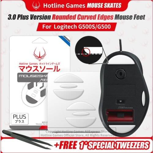Hotline Games 3.0Plus Rounded Curved Edges Mouse Skates for Logitech G500 G500S Gaming Mouse feet pad Replacement,0.7mm