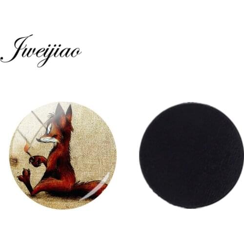 JWEIJIAO Vintage Animal Fox Art Clip 25mm Glass Cabochon DIY Beads Magnetic Sticker Fridge Magnet Jewelry Findings 1pcs WF06