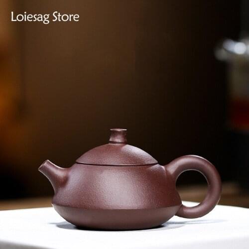 Loiesag 100ml Yixing Purple Clay Pot Raw Ore Purple Mud Duan Mud Stone Scoop Zisha Health Teapot Seven Holes Effluent Tea Set