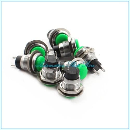 2pcs small button since the reset button switches 12mm doorbell button, Momentary Pushbutton Switch DS-318 Green