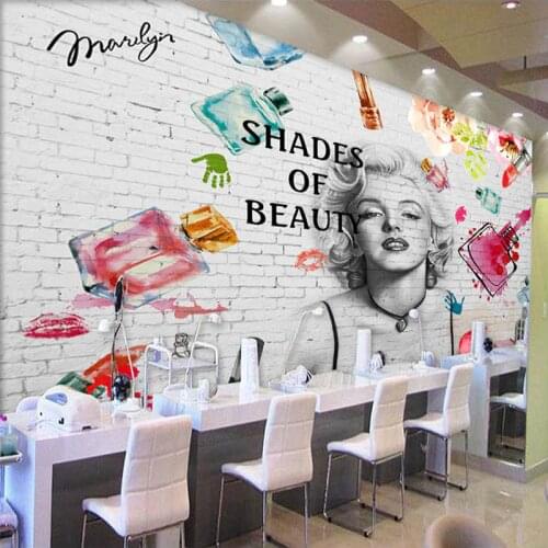 Custom Mural Wallpaper 3D Fashion Brick Wall Cosmetics Painting Fresco Manicure Shop Clothing Store Backdrop 3D Art Wall Papers