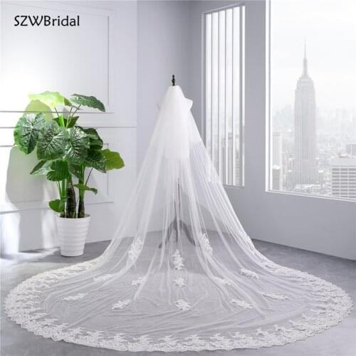 New Arrival 3.5 Meter Lace Applique Wedding Veils Two-layer Bridal Veil Long Wedding Accesorios Novia Boda Velos Bridal Headwear