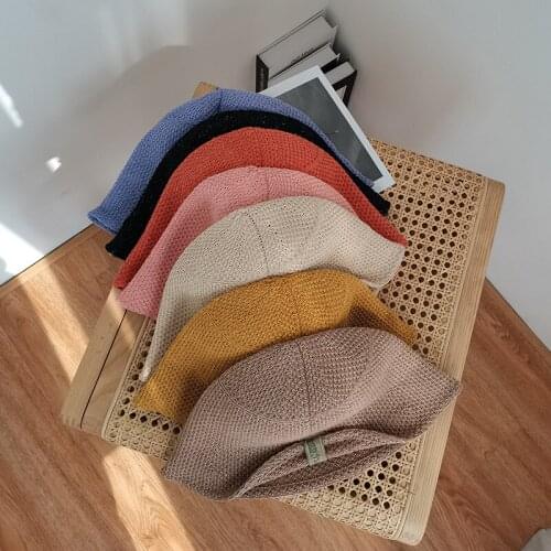 Japanese Thin Patch Bucket Hats 2021 Women Sunscreen Korean ins Outdoor Vacation Short Brim Fisherman Hat Student Beach Cap