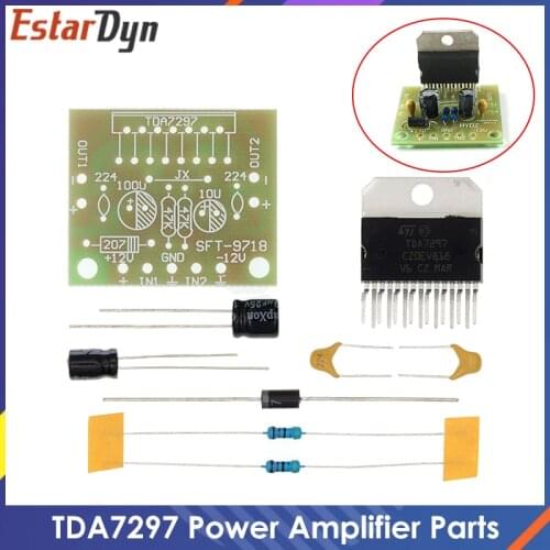 1set TDA7297 amplifier board spare parts dc 12v grade 2.0 dual audio encoding 15w electronic diy kit