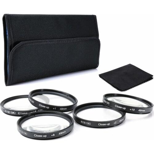 RISE(UK) 49MM Close Up +1+2+4+8+10 Macro Lens set for Canon SONY NIKON all Camera + Cleaning cloth