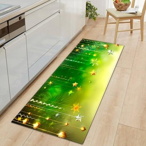 Christmas Kitchen Mats For Floor Home Bedroom Decoration Tatami Hallway Carpet Doormat Entrance Door Bathroom Non-Slip Floor Rug