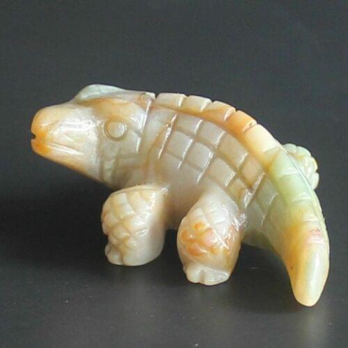 Hand Carved Mixed Gemstone Crystal Crocodilian Animal Figurine Animal Carving