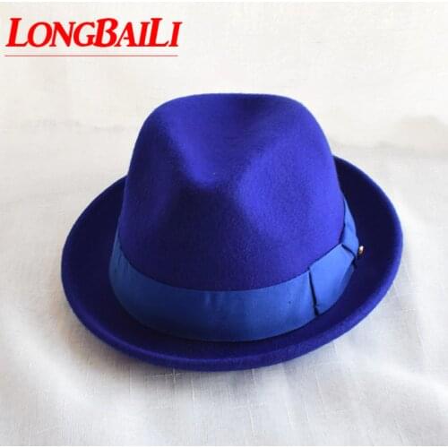 High Quality Winter Wool Felt Fedora Hats For Men Chapeu Lining Unisex Jazz Trilby Hats Free Shipping PWFR034