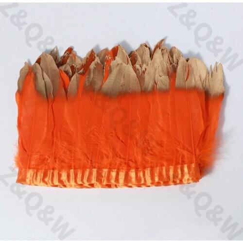Natural orange goose feather spray gold head made of 2 meters cloth edge DIY costume dress skirt side net red wall decoration