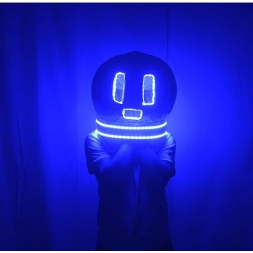 LED light helmet DJ head cover nightclub bar electronic sound festival creative performance props stage dance prop
