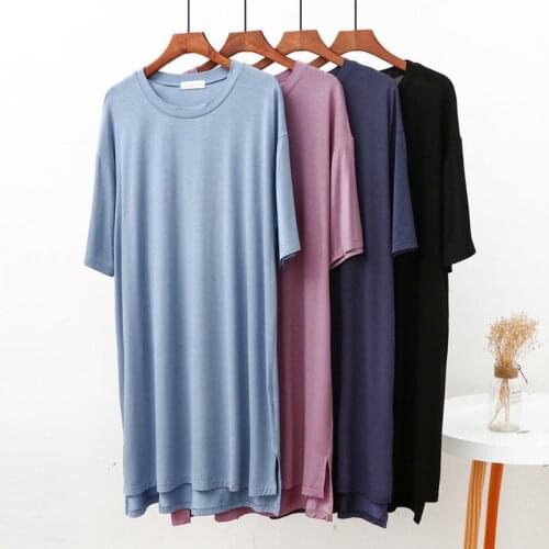 Loose Mid-Sleeve Dress Female Summer Nightgowns O Neck Bottoming Night Shirt Modal Cotton Nightdress Women Sleepshirt 8 Color