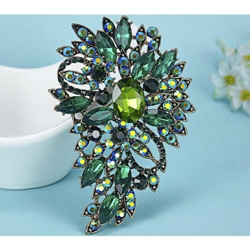 New Arrival Color Rhinestone Crystal Brooch Pins Fashion Women vintage Hijab Accessories Brand Flower Pin Brooches Womens Broch