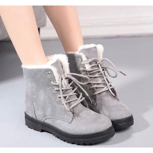Casual shoes woman warm winter snow boots women shoes 2021 solid lace-up sneakers women ankle boots square heel ladies shoes