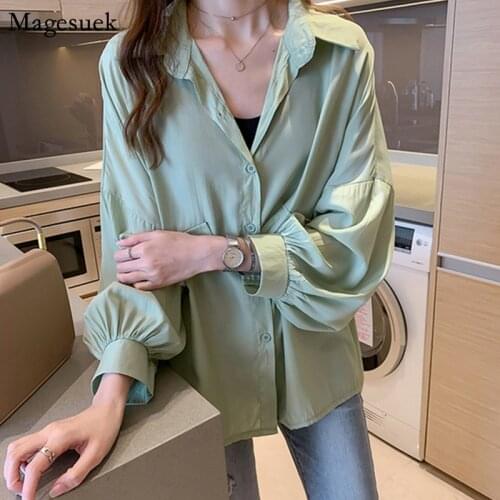 New Spring Plus Size Solid White Blouse Shirts Female Lantern Sleeve Womens Shirt Tops Casual Loose Office Ladies Tops 12675