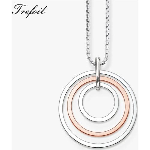 Link Chain Necklace Circles, 2018 Fashion 925 Sterling Silver Jewelry European Classic Gift For Women Girls 2018 Colar Feminino