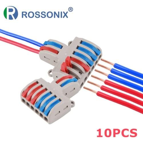 10 Pcs Mini Wire Connector Universal Wiring Cable Connector Push-in Connector Terminal 2 In 4/6 Out Wire Splitter Conector