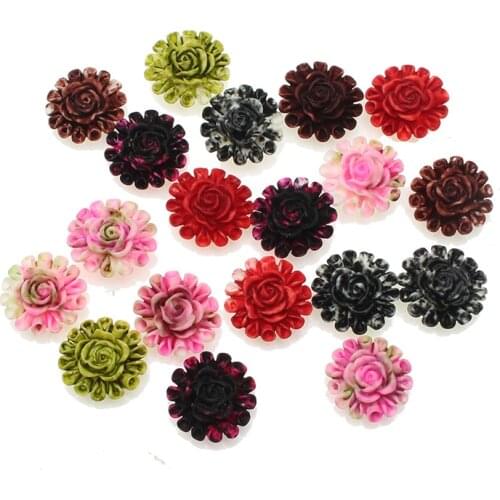 50Pcs 15x14mm Resin Flowers Decorations Crafts Flatback Cabochon Embellishments For Scrapbooking Diy Accessories