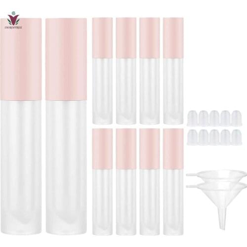 12pcs 5ml Pink Lip Gloss Tubes with Wand Rubber Stopper Refillable Lip Gloss Containers Empty Lip Gloss Dispenser Bottles