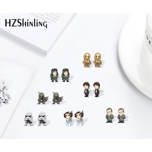 2021 Star Wars Cartoon Acrylic Stud Earrings Handmade Acrylic Resin Epoxy Jewelry