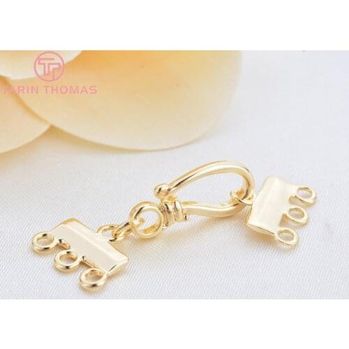 6PCS Length 32MM 24K Gold Color Brass Necklaces Bracelets Connect Clasps High Quality Diy Jewelry Findings Accessories