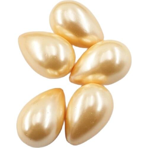 APDGG 16x25MM 5 Pcs Natural Golden Sea Shell Pearl Half Hole Teardrop Beads For Pendant Necklace Earrings DIY Jewelry Findings
