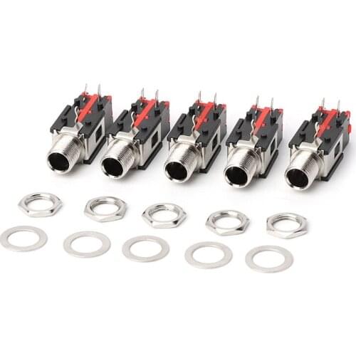 5Pcs/Set 6.35mm 1/4 2Pin Female Audio Stereo Phone Jack Headphone Socket Connecto