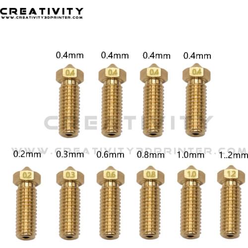 5Pcs Volcano Mouth Nozzles 1.75mm Filament 0.2/0.25/0.3/0.4/0.5/0.6/0.8/1.0/1.2mm 3D Printer Part Copper Lengthen Extruder part