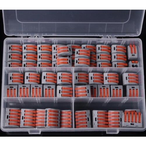 60pcs Terminal Block Lever Home Compact Splicing Connector Wire 2 3 5 Pole Cable Clamp Nut For Lighting Fixtures