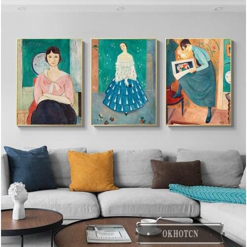 Abstract Artistic Girl Wall Art Canvas Painting Illustration Style Girls Character Posters and Prints for Living Room Entrance