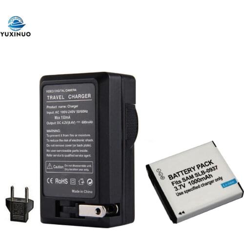 1000mAh SLB-0937 SLB0937 Rechargeable Camera Battery + AC Charger for Samsung L730 L830 i8 NV33 NV4 ST10 CL5 i8 CL50 PL10