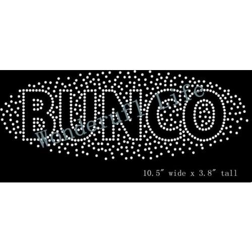 Free Shipping cheap hotfix rhinestone motif transfer image dots with bunco words for game
