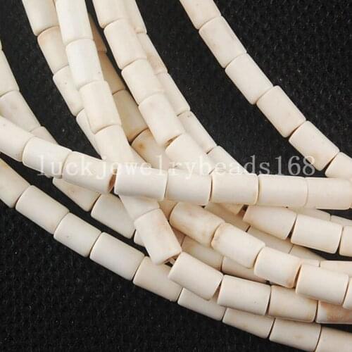Free Shipping Fashion Jewelry 4x6mm White Howlite Column Loose Beads 1Pcs 15.5" FG6051